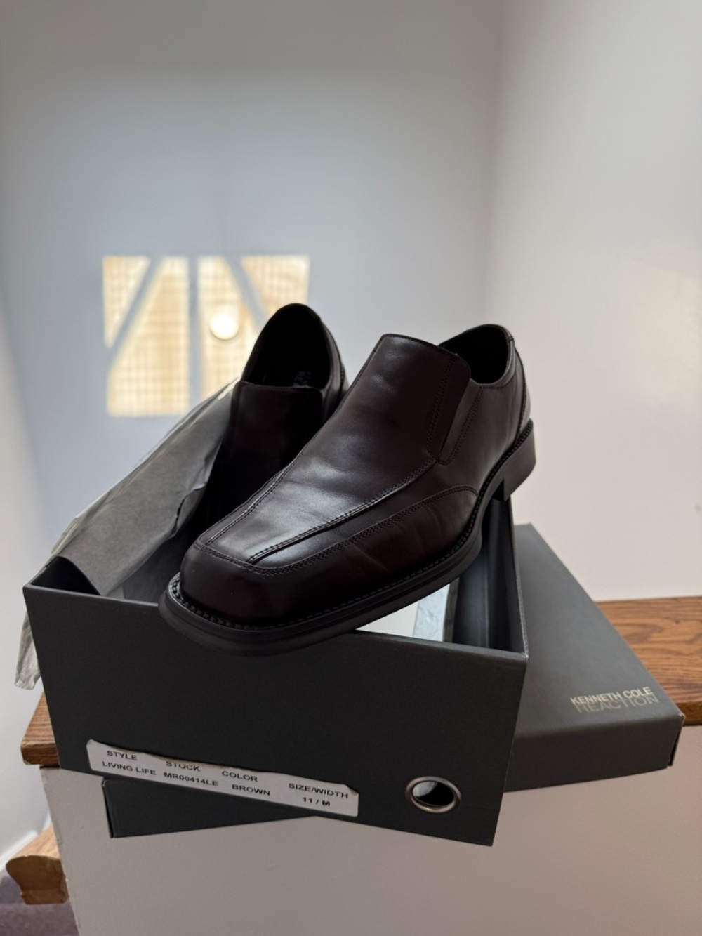 Kenneth Cole Men's Brown Leather Slip-On Oxfords